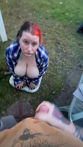 Cum covered in the yard'