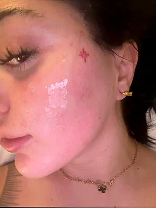licking the cum off my pretty face'