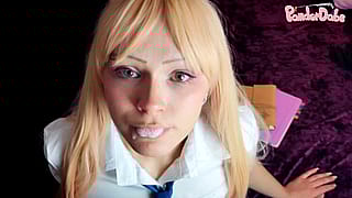 Naughty schoolgirl loves playing with thick ropes of warm spunk in her mouth'