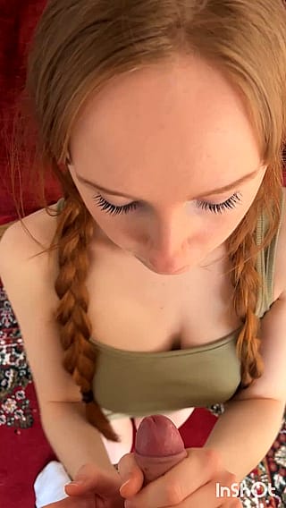 Fiery redhead babe can't resist a throbbing rod and ends up painted white'